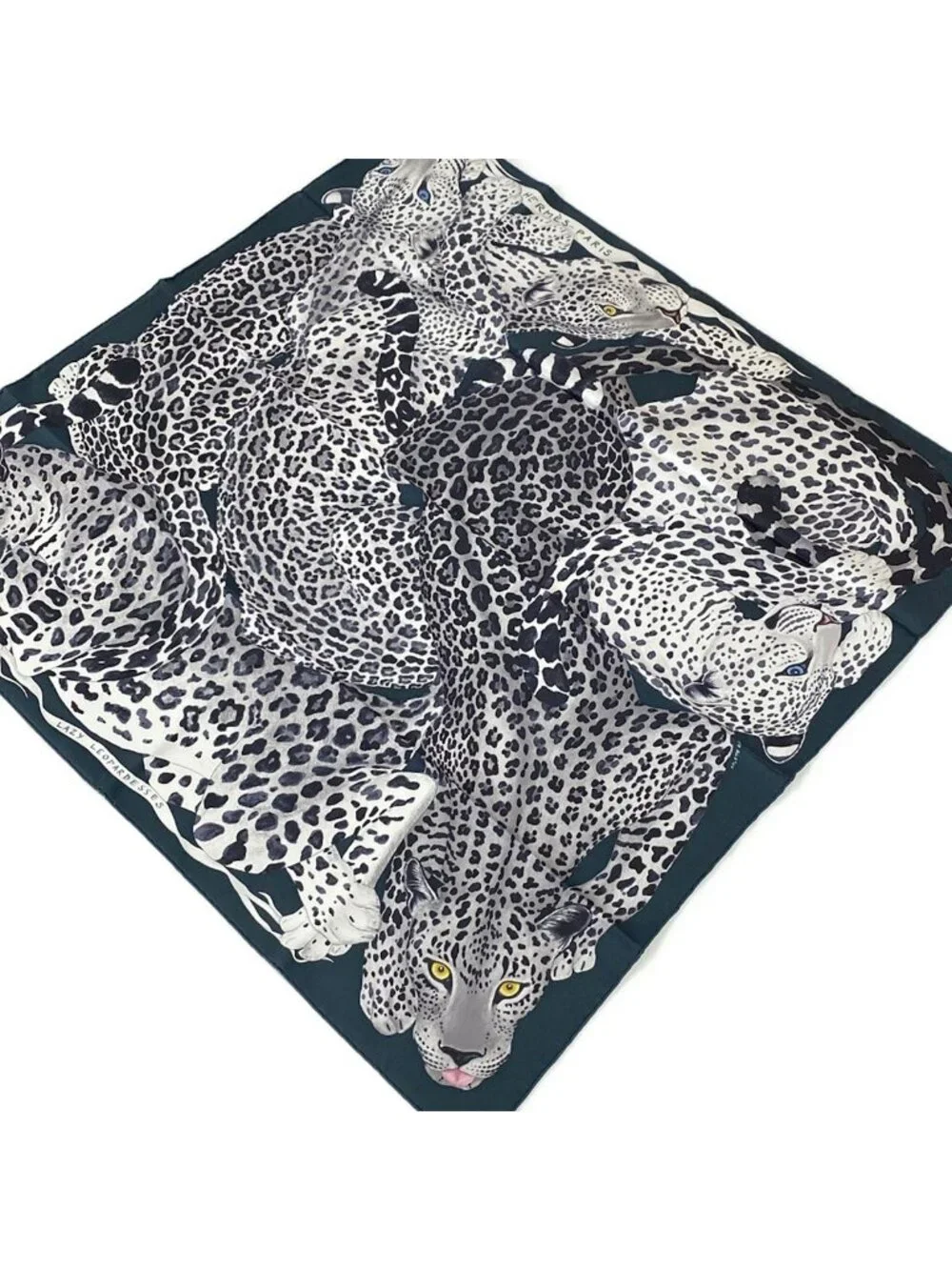 Hermes Scarf Carre 90 Black Lazy Leopar Desses Leopard Print